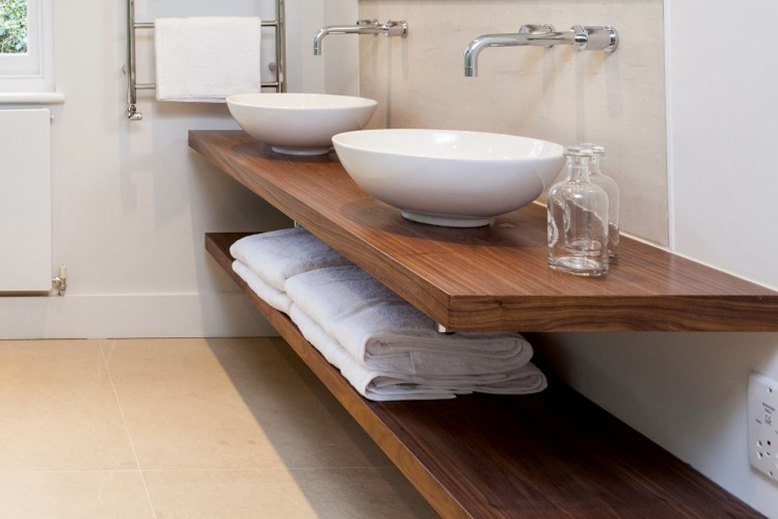 Floating Basin Countertops Made To, Wood Shelf Bathroom Sink